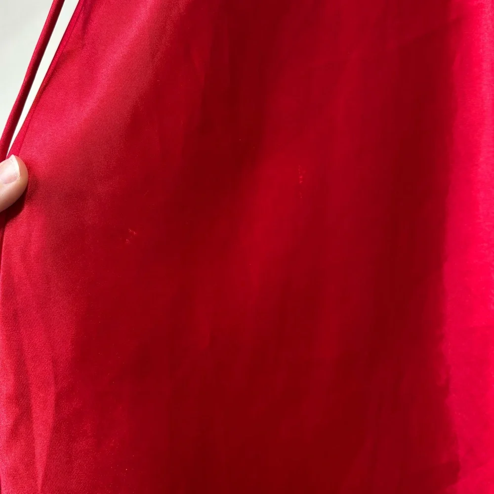 vtg California Dynasty red satin slip dress with lacey trim size large